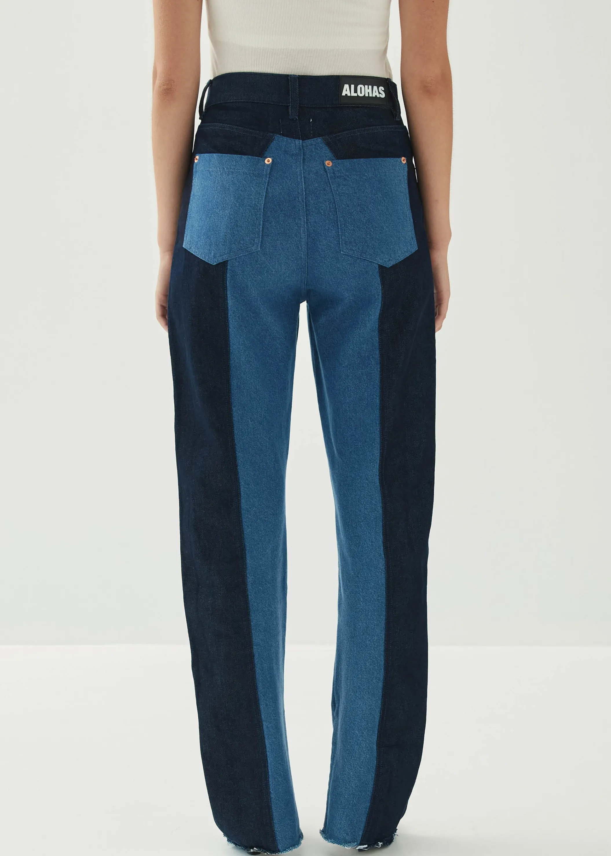 ALOHAS Kansas Bicolor Indigo Denim Trousers< Limited Units | Denim