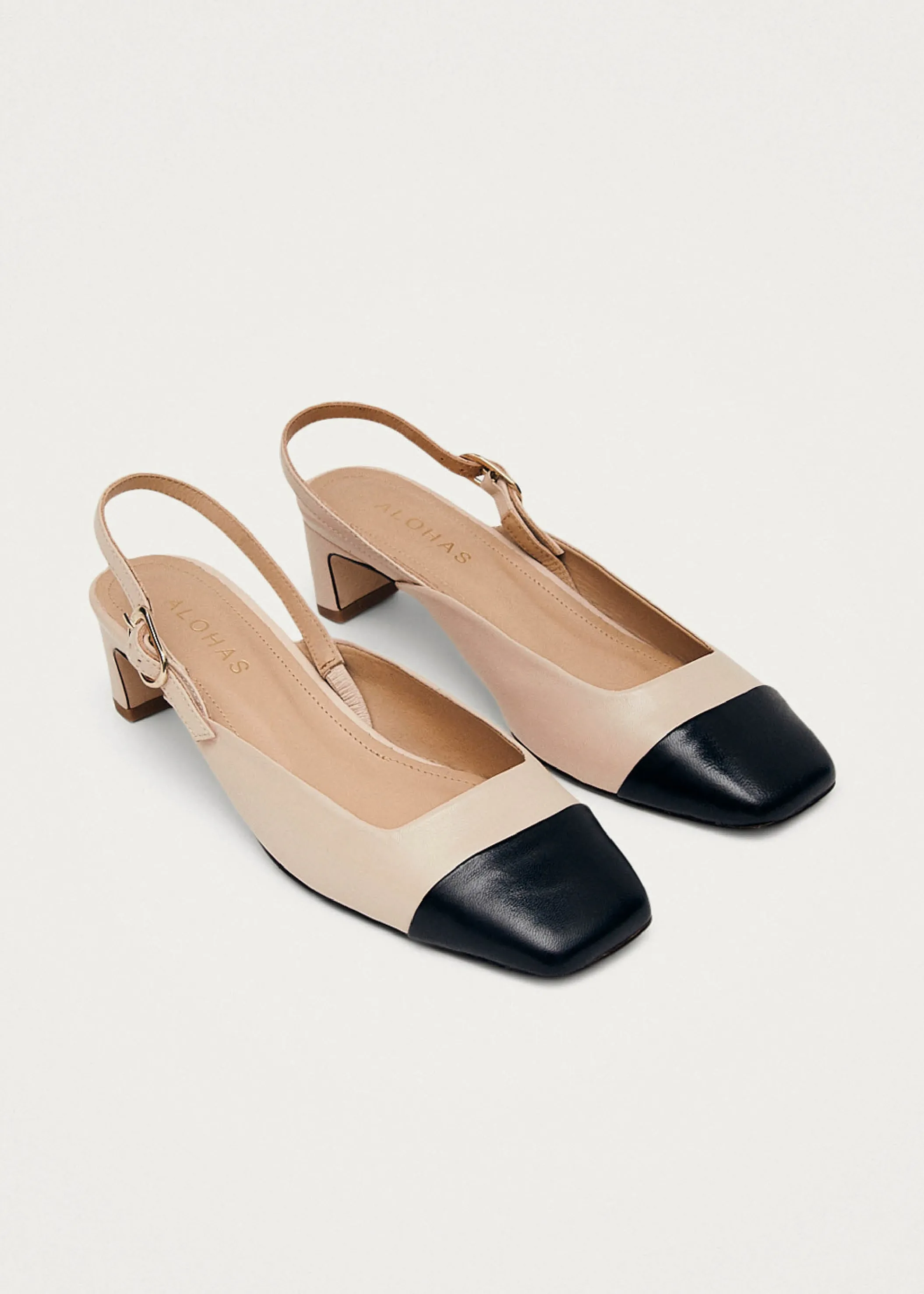 ALOHAS Lindy Bicolor Cremefarbene Schwarze Leder Pumps< Limited Units | Absatzschuhe