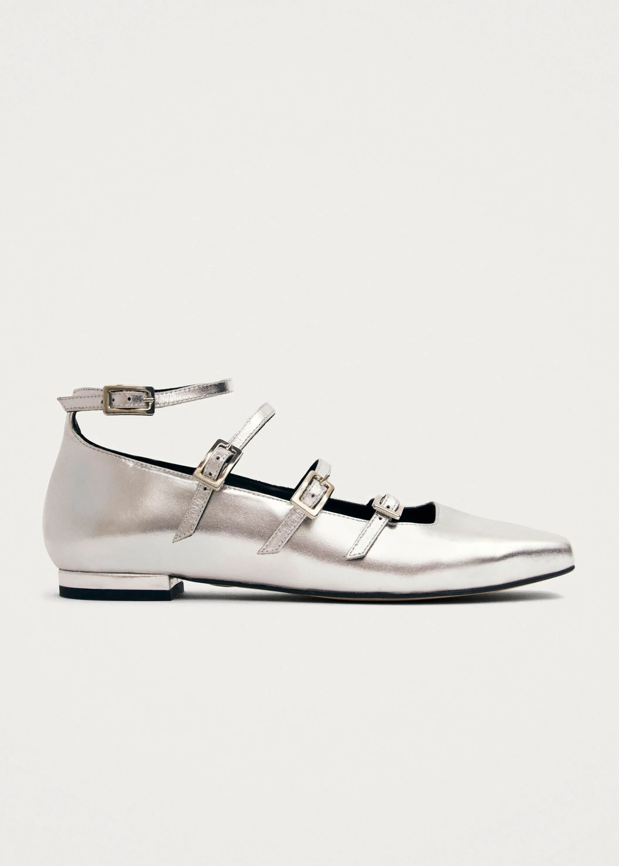 ALOHAS Luke Silberne Mary Jane Ballerinas aus Leder< Limited Units | Ballerinas