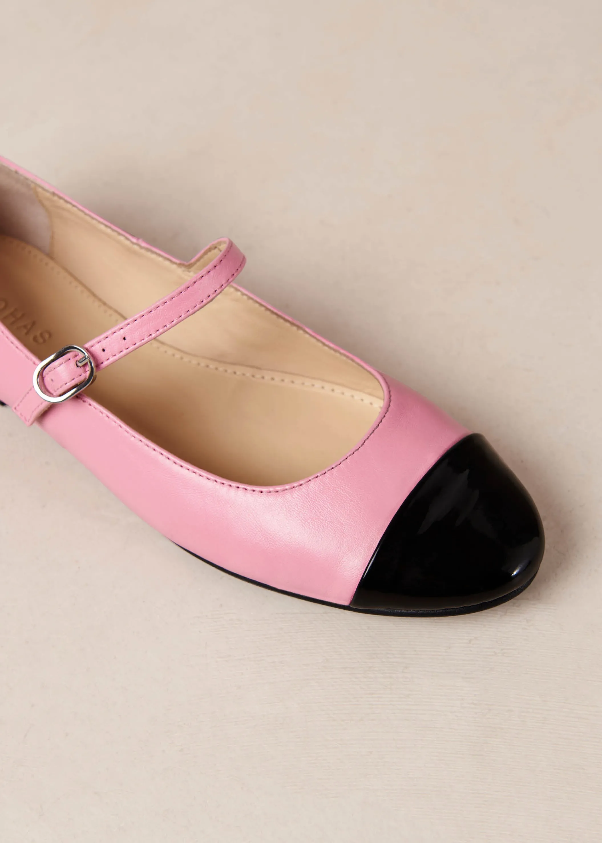 ALOHAS Musa Bicolor Black Pink Leather Ballet Flats< Ballerinas