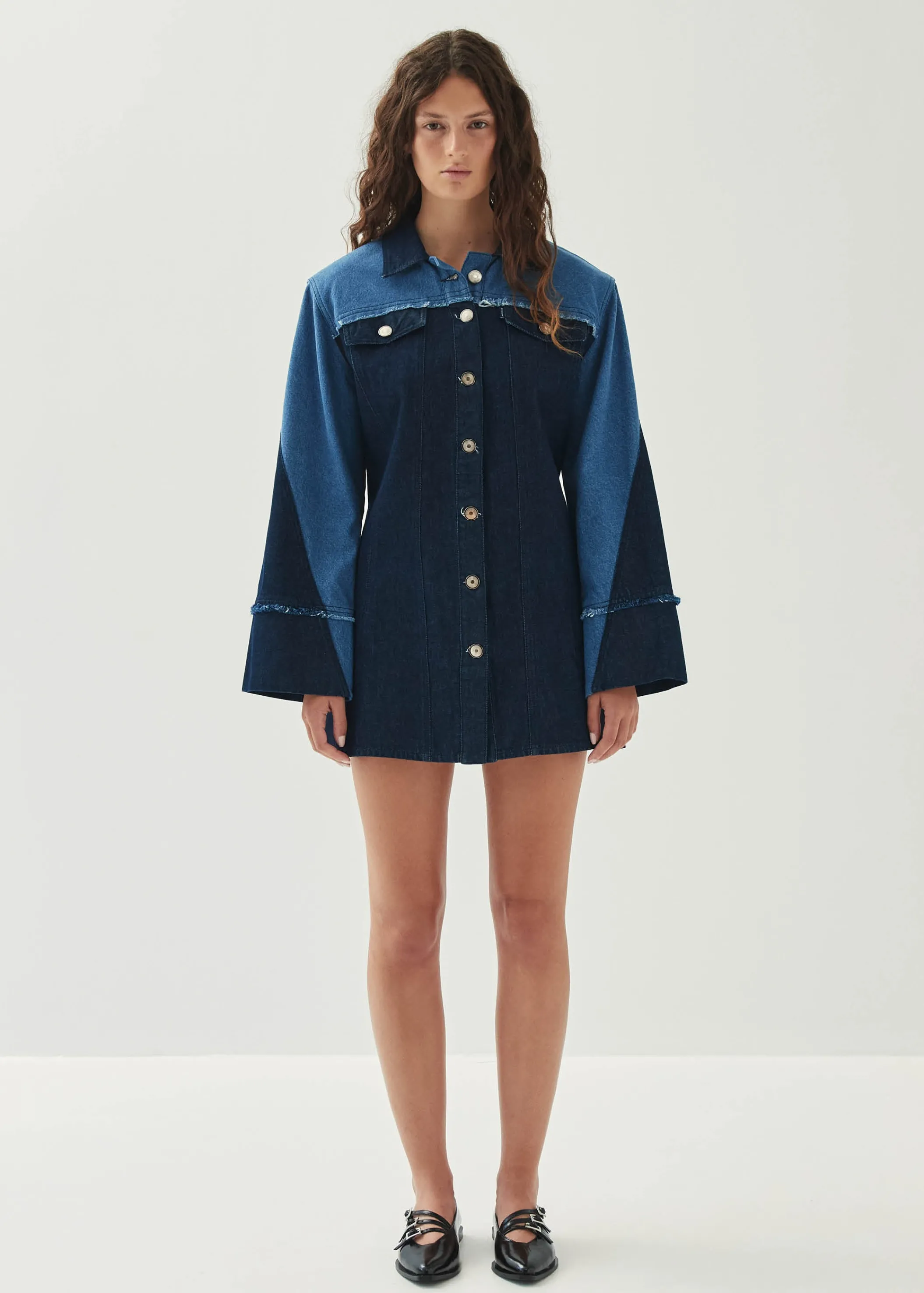 ALOHAS Veden Bicolor Indigo Denim Dress< Limited Units | Denim