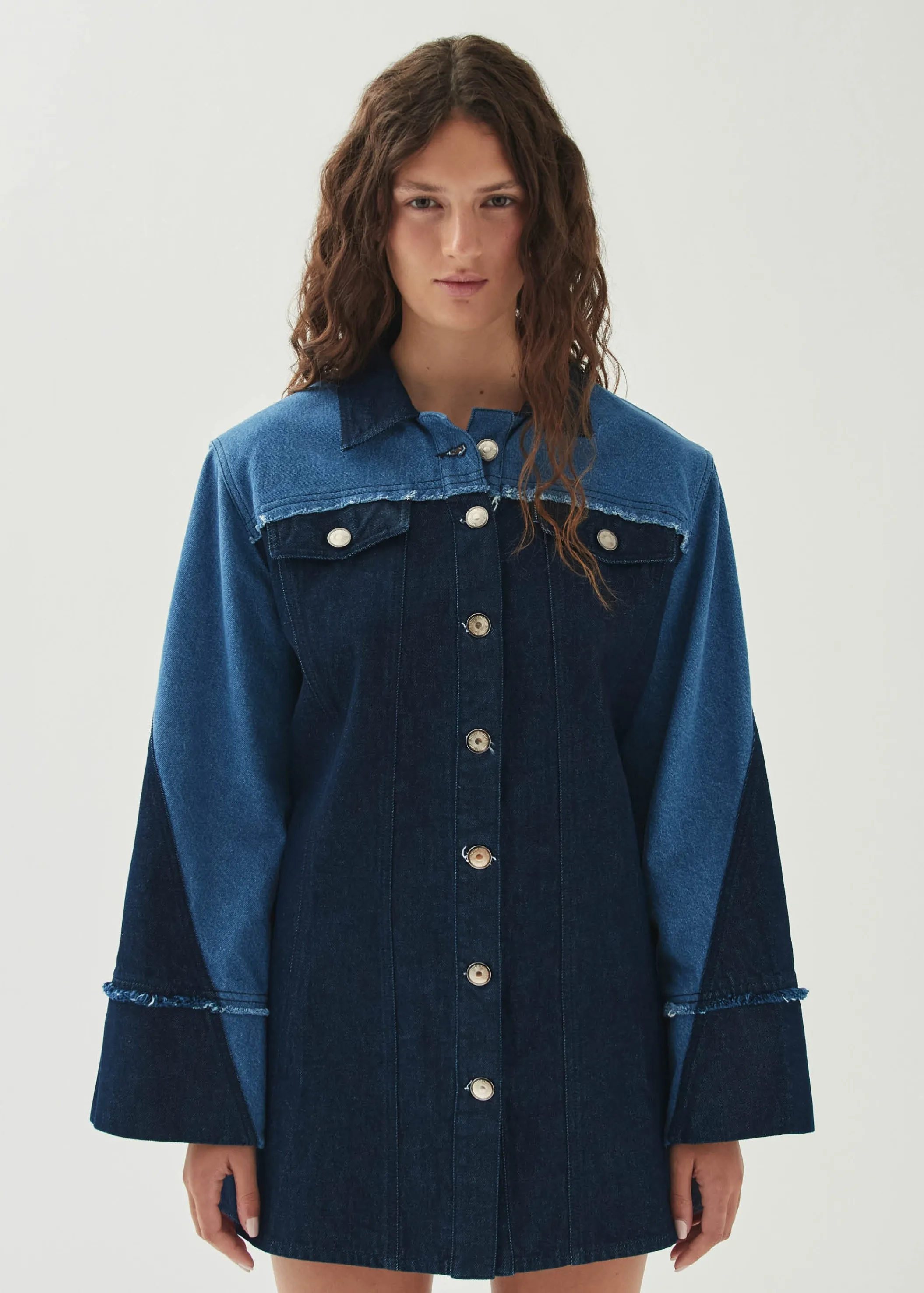 ALOHAS Veden Bicolor Indigo Denim Dress< Limited Units | Denim